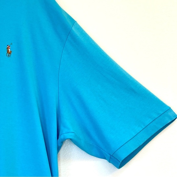 Polo Ralph Lauren Men’s 2XLT Tall Pima Cotton Polo Aqua Blue - Picture 4 of 14